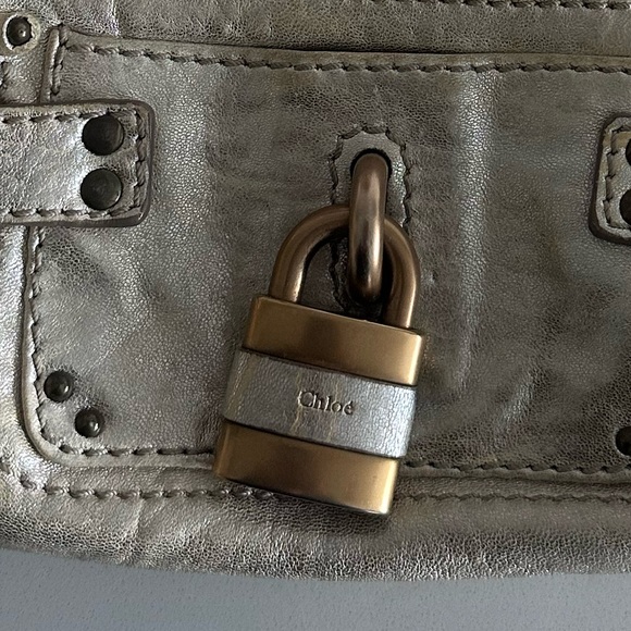 Authentic CHLOÉ metallic leather paddington pochette purse - Picture 3 of 7
